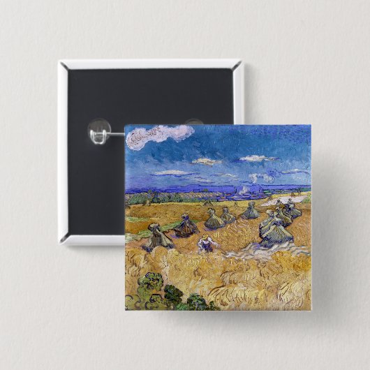 Vincent van Gogh - Tarwe Stacks met luiers Vierkante Button 5,1 Cm (Voorkant /achterkant)