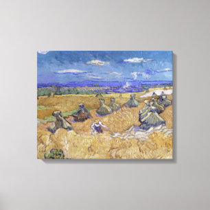 Vincent van Gogh - Tarwe Stacks met Reaper Canvas Afdruk