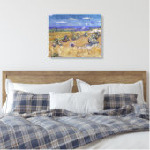 Vincent van Gogh - Tarwe Stacks met Reaper Canvas Afdruk (Insitu (Slaapkamer))
