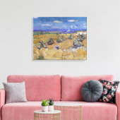 Vincent van Gogh - Tarwe Stacks met Reaper Canvas Afdruk (Insitu (Woonkamer))