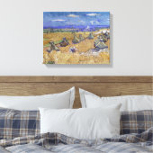 Vincent van Gogh - Tarwe Stacks met Reaper Canvas Afdruk (Insitu (Slaapkamer))