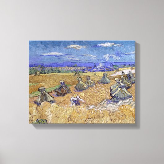 Vincent van Gogh - Tarwe Stacks met Reaper Canvas Afdruk (Voorkant)