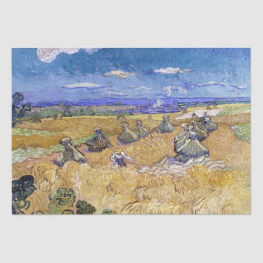 Vincent van Gogh - Tarwe Stacks met Reapers Tissu Tissuepapier (Voorkant)