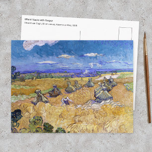 Vincent van Gogh - Tarwestacks met maaier Briefkaart