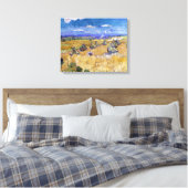 Vincent van Gogh - Tarwestacks met maaier Canvas Afdruk (Insitu (Slaapkamer))