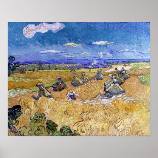 Vincent van Gogh - Tarwestacks met maaier Poster (Voorkant)