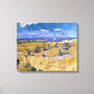 Vincent van Gogh - Tarwestapels met maaier Canvas Afdruk