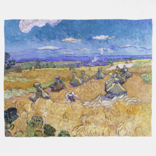 Vincent van Gogh - Tarwestapels met maaier Fleece Deken