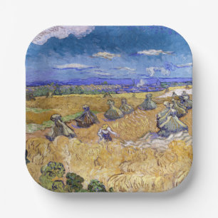 Vincent van Gogh - Tarwestapels met maaier Papieren Bordje