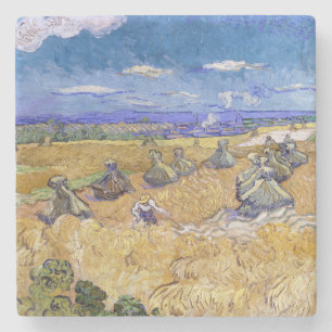 Vincent van Gogh - Tarwestapels met maaier Stenen Onderzetter