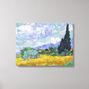 Vincent Van Gogh - Tarweveld met cipressen Canvas Afdruk