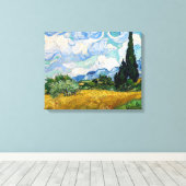 Vincent Van Gogh - Tarweveld met cipressen Canvas Afdruk (Insitu (Houten vloer))