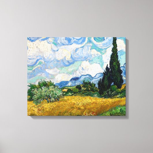 Vincent Van Gogh - Tarweveld met cipressen Canvas Afdruk (Voorkant)