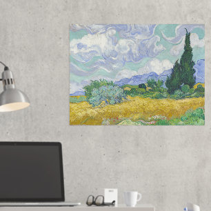 Vincent van Gogh, tarweveld met cipressen Folie Afdrukken