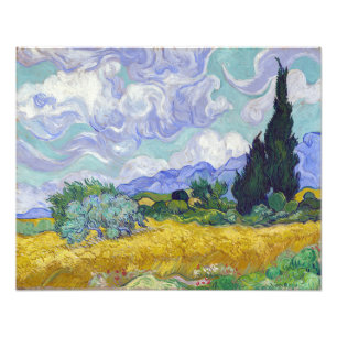 Vincent Van Gogh - Tarweveld met cipressen Foto Afdruk