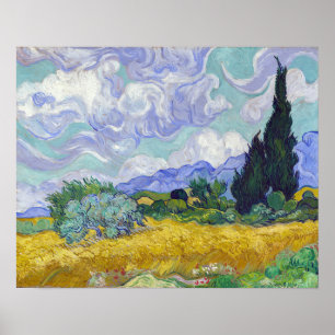 Vincent Van Gogh - Tarweveld met cipressen Poster
