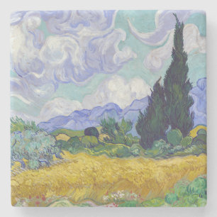 Vincent Van Gogh - Tarweveld met cipressen Stenen Onderzetter