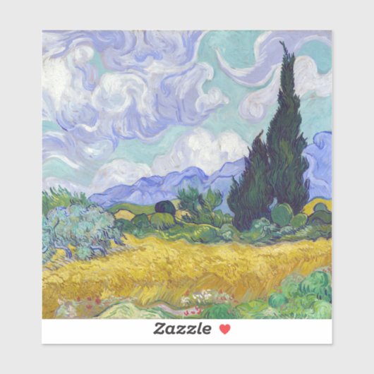 Vincent Van Gogh - Tarweveld met Cipressen Sticker (Vel)