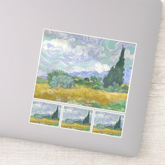 Vincent van Gogh, tarweveld met cipressen Sticker (Detail)
