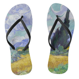 Vincent Van Gogh - Tarweveld met cipressen Teenslippers