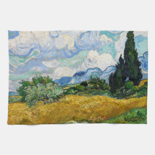 Vincent Van Gogh - Tarweveld met cipressen Theedoek