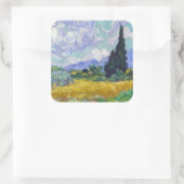 Vincent Van Gogh - Tarweveld met cipressen Vierkante Sticker (Tas)