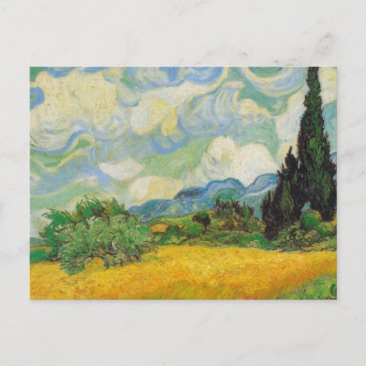 Vincent Van Gogh - Tarweveld met Cypresse Briefkaart (Voorkant)