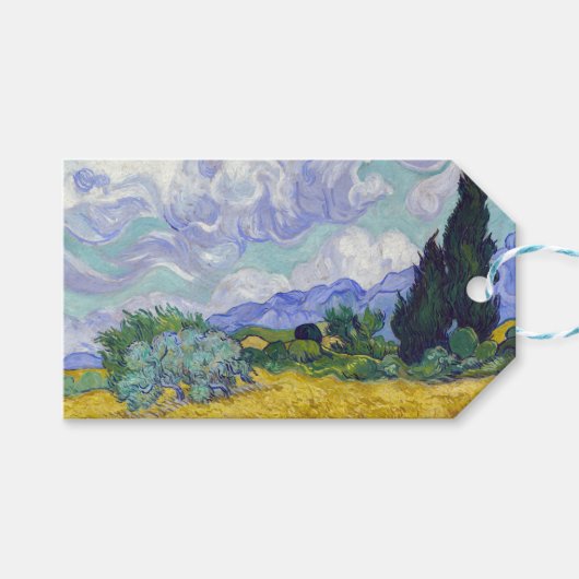 Vincent Van Gogh - Tarweveld met Cypresse Cadeaulabel (Voorkant (Horizontaal))