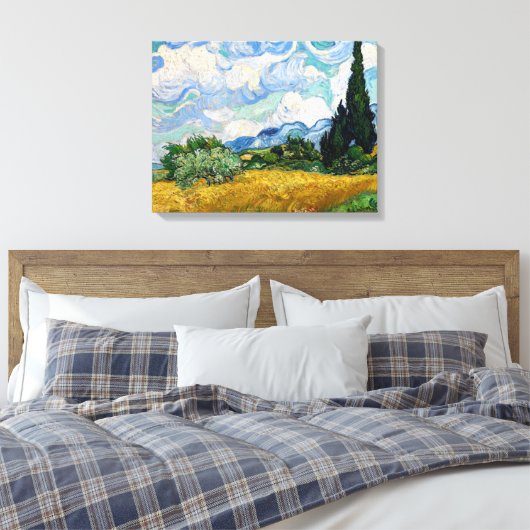 Vincent Van Gogh - Tarweveld met Cypresse Canvas Afdruk (Insitu (Slaapkamer))