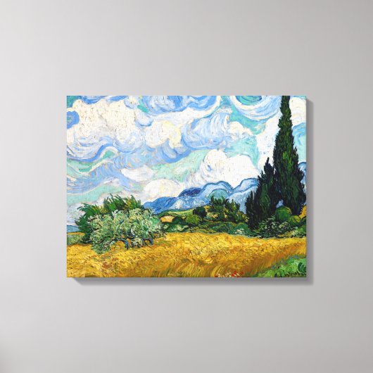 Vincent Van Gogh - Tarweveld met Cypresse Canvas Afdruk (Voorkant)