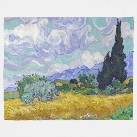 Vincent Van Gogh - Tarweveld met Cypresse Fleece Deken (Voorkant (Horizontaal))