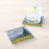 Vincent Van Gogh - Tarweveld met Cypresse Glazen Onderzetter (Schuin)