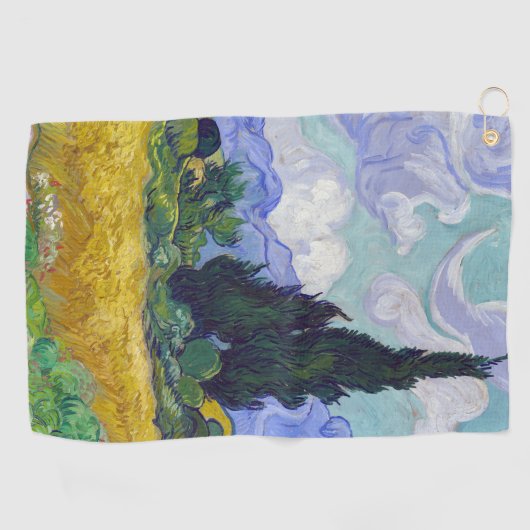 Vincent Van Gogh - Tarweveld met Cypresse Golfhanddoek (Horizontaal)