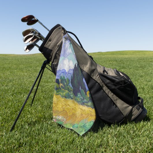 Vincent Van Gogh - Tarweveld met Cypresse Golfhanddoek (Groen)