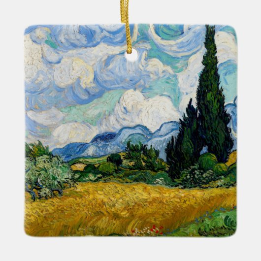 Vincent Van Gogh - Tarweveld met Cypresse Keramisch Ornament (Voorkant)