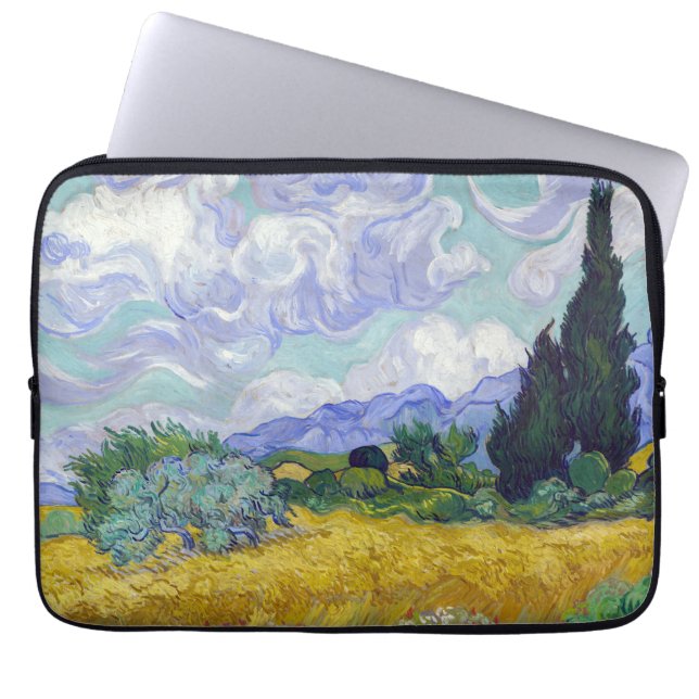Vincent Van Gogh - Tarweveld met Cypresse Laptop Sleeve (Voorkant)