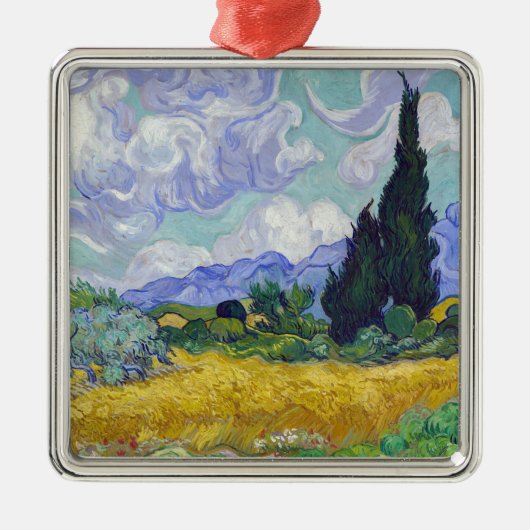 Vincent Van Gogh - Tarweveld met Cypresse Metalen Ornament (Voorkant)
