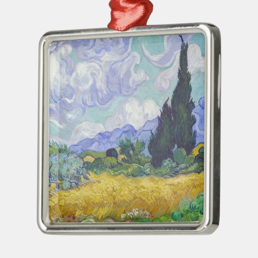 Vincent Van Gogh - Tarweveld met Cypresse Metalen Ornament (Links)
