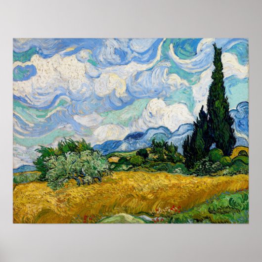 Vincent Van Gogh - Tarweveld met Cypresse Poster (Voorkant)