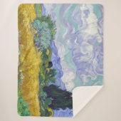 Vincent Van Gogh - Tarweveld met Cypresse Sherpa Deken (Voorkant)