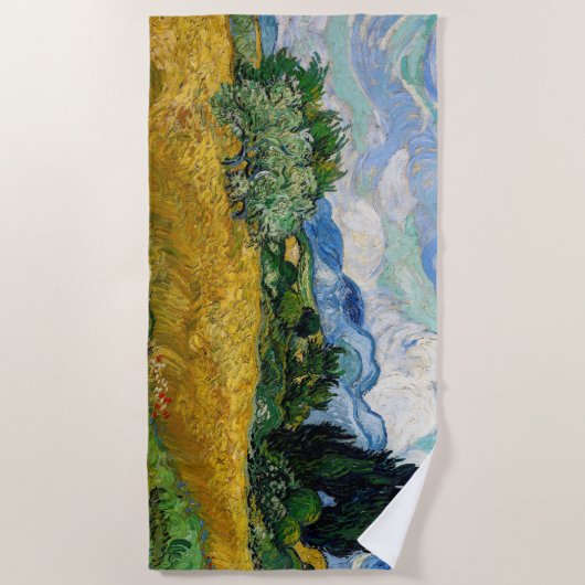 Vincent Van Gogh - Tarweveld met Cypresse Strandlaken (Voorkant)