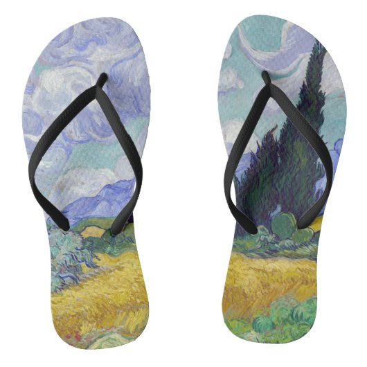 Vincent Van Gogh - Tarweveld met Cypresse Teenslippers (Voetbed)
