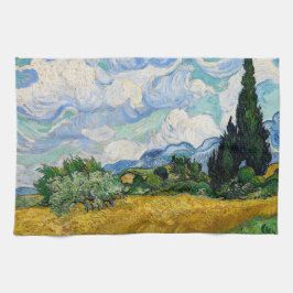 Vincent Van Gogh - Tarweveld met Cypresse Theedoek