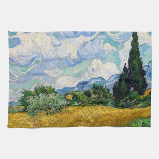 Vincent Van Gogh - Tarweveld met Cypresse Theedoek (Horizontaal)