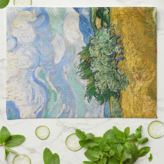 Vincent Van Gogh - Tarweveld met Cypresse Theedoek (Gevouwen)