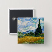 Vincent Van Gogh - Tarweveld met Cypresse Vierkante Button 5,1 Cm (Voorkant /achterkant)