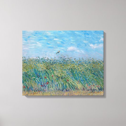 Vincent Van Gogh - Tarweveld met een Lark Canvas Afdruk (Voorkant)