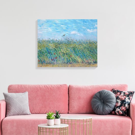 Vincent Van Gogh - Tarweveld met een Lark Canvas Afdruk (Insitu (Woonkamer))