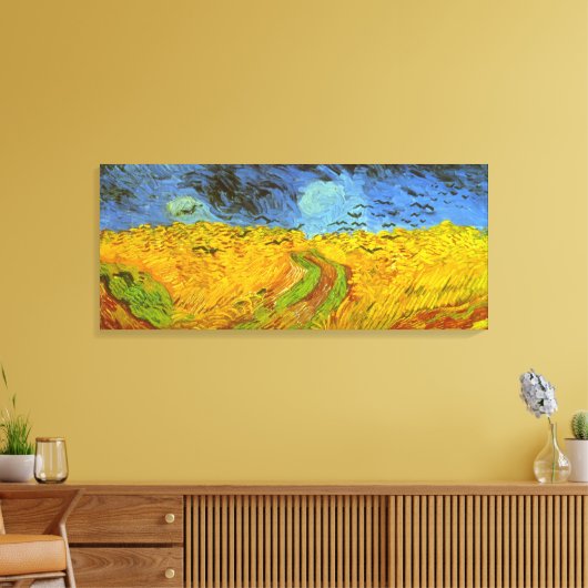 Vincent van Gogh Tarweveld met kraaien Canvas Afdruk (Insitu (Woonkamer))