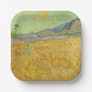 Vincent van Gogh - Tarweveld met maaier Papieren Bordje